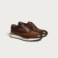 Cognac Patina Leather "Bravino" Hybrid Wingtip Sneakers