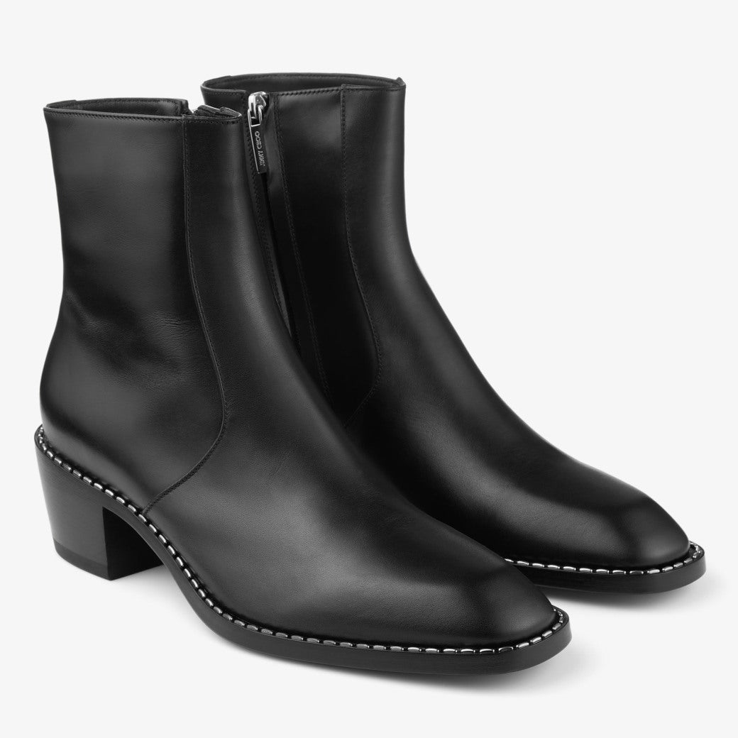 Black Leather "Varello" Zip Boots