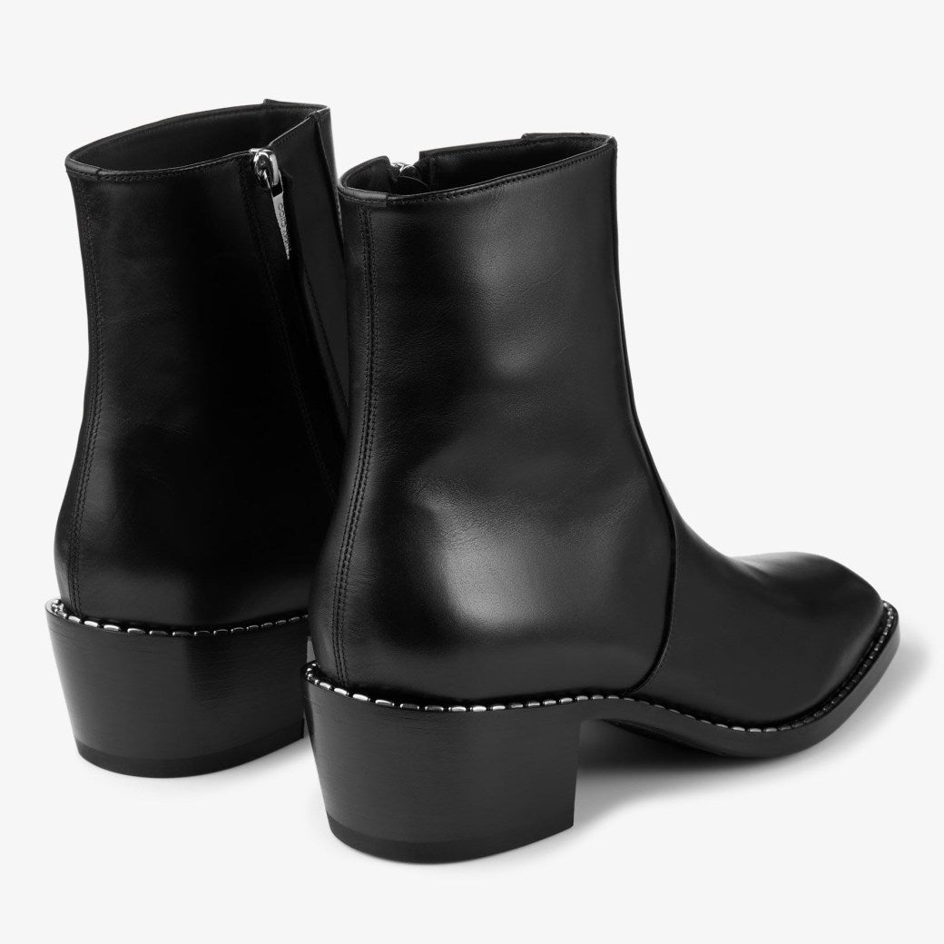 Black Leather "Varello" Zip Boots