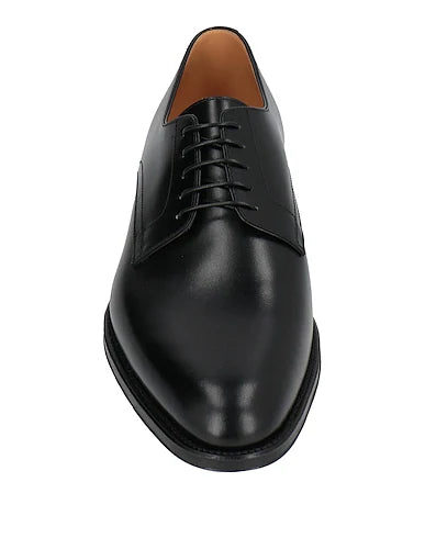 Black Leather "Lucente" Plain Derby Shoes