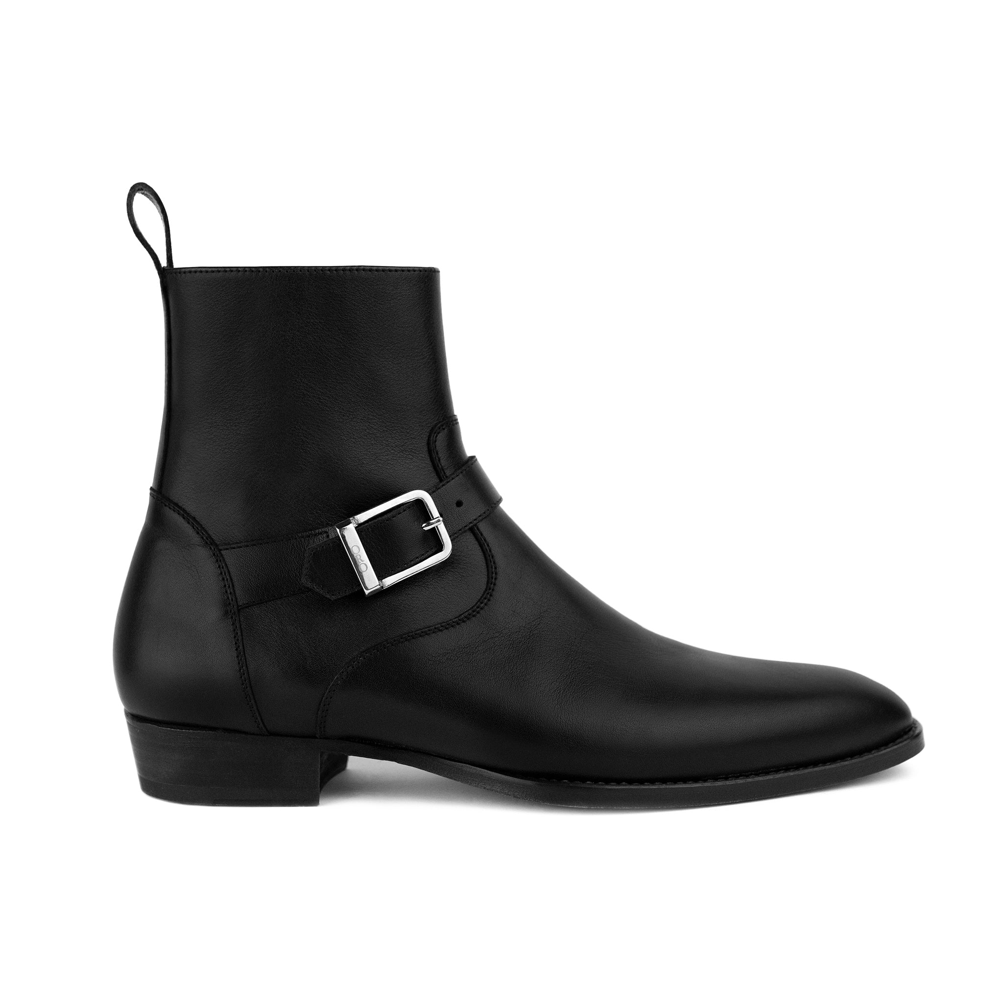 Height Increasing Vittorio Black Leather Jodhpur-Style Boots