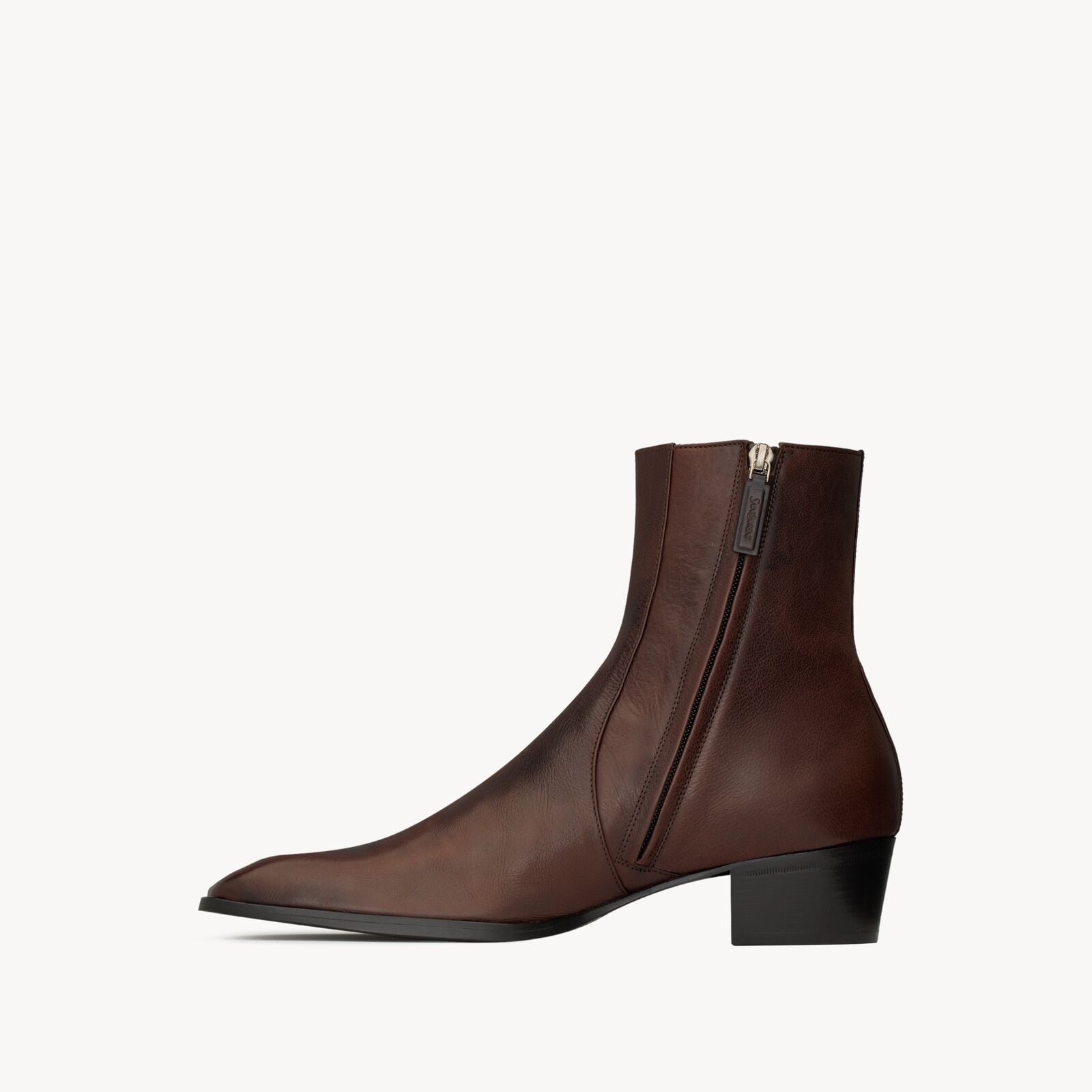 Height Increasing Bellagio Dark Brown Leather Zip Boots