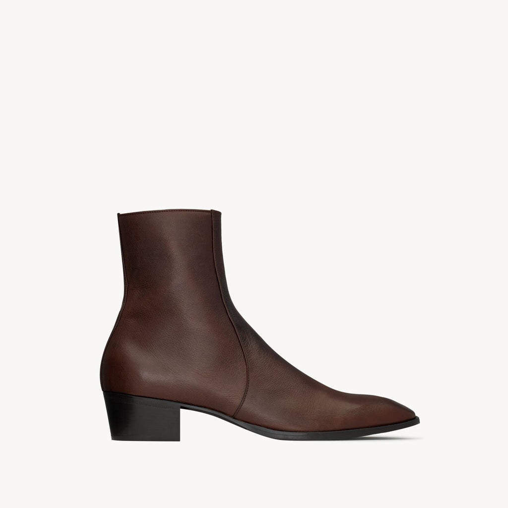 Dark Brown Leather "Bellagio" Zip Boots