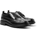 Height Increasing Castello Black Leather Wingtip Derby Shoes