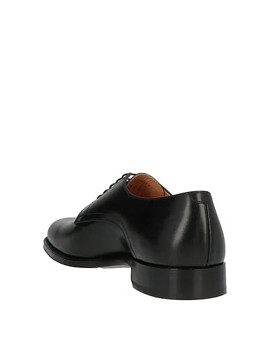Black Leather "Lucente" Plain Derby Shoes