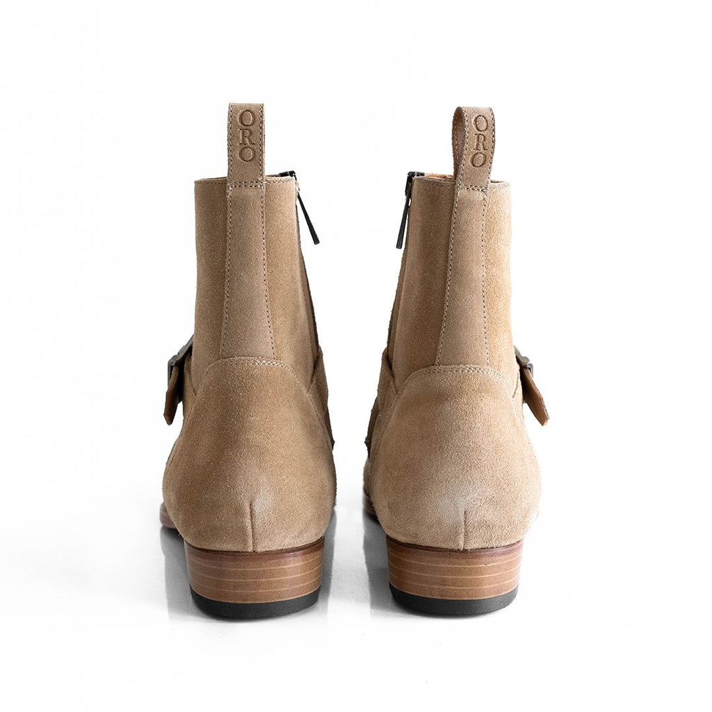 Height Increasing Ravello Beige Suede Jodhpur-Style Boots