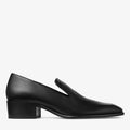 Height Increasing Black Leather "Aurevano" Cuban Heel Loafers