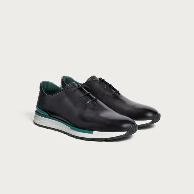 Black Leather "Castelmo" Hybrid Dress Sneakers